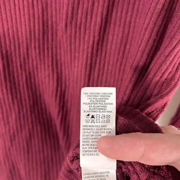 Lucky Brand Blouse Women's Large Red Ribbed Long Sleeve Round Neck Pullover - Picture 6 of 10